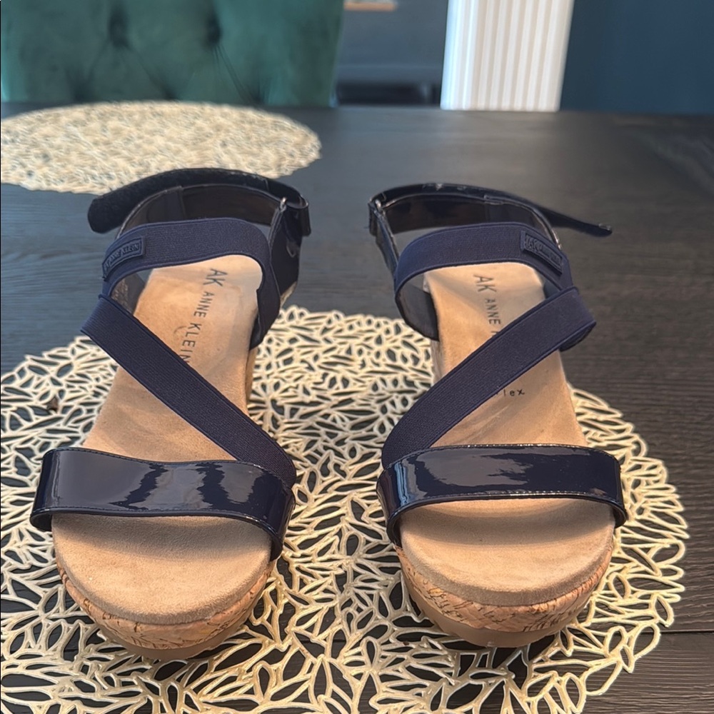 Anne Klein Blue Sandals Slip-On Comfort